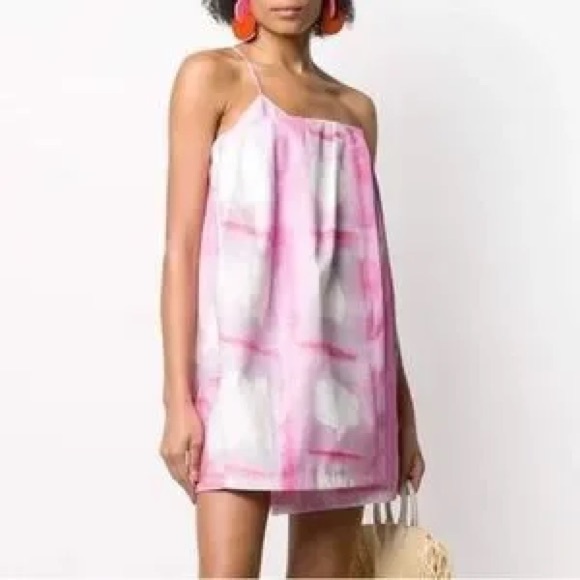 Jacquemus La Robe Soleil One Shoulder Mini Dress Pink Plaid sz 36 - Picture 5 of 15